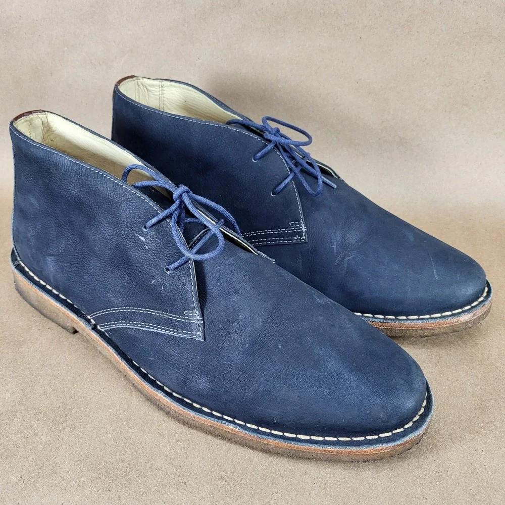 Johnston Murphy Men's 13 M Medium Blue Sheepskin Chukka Shoes Boots 25-3498
